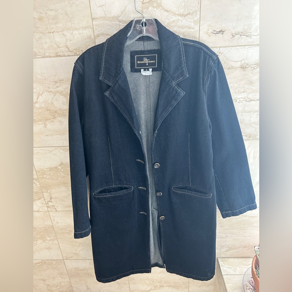 Vintage Brandon Thomas long denim coat jacket size M